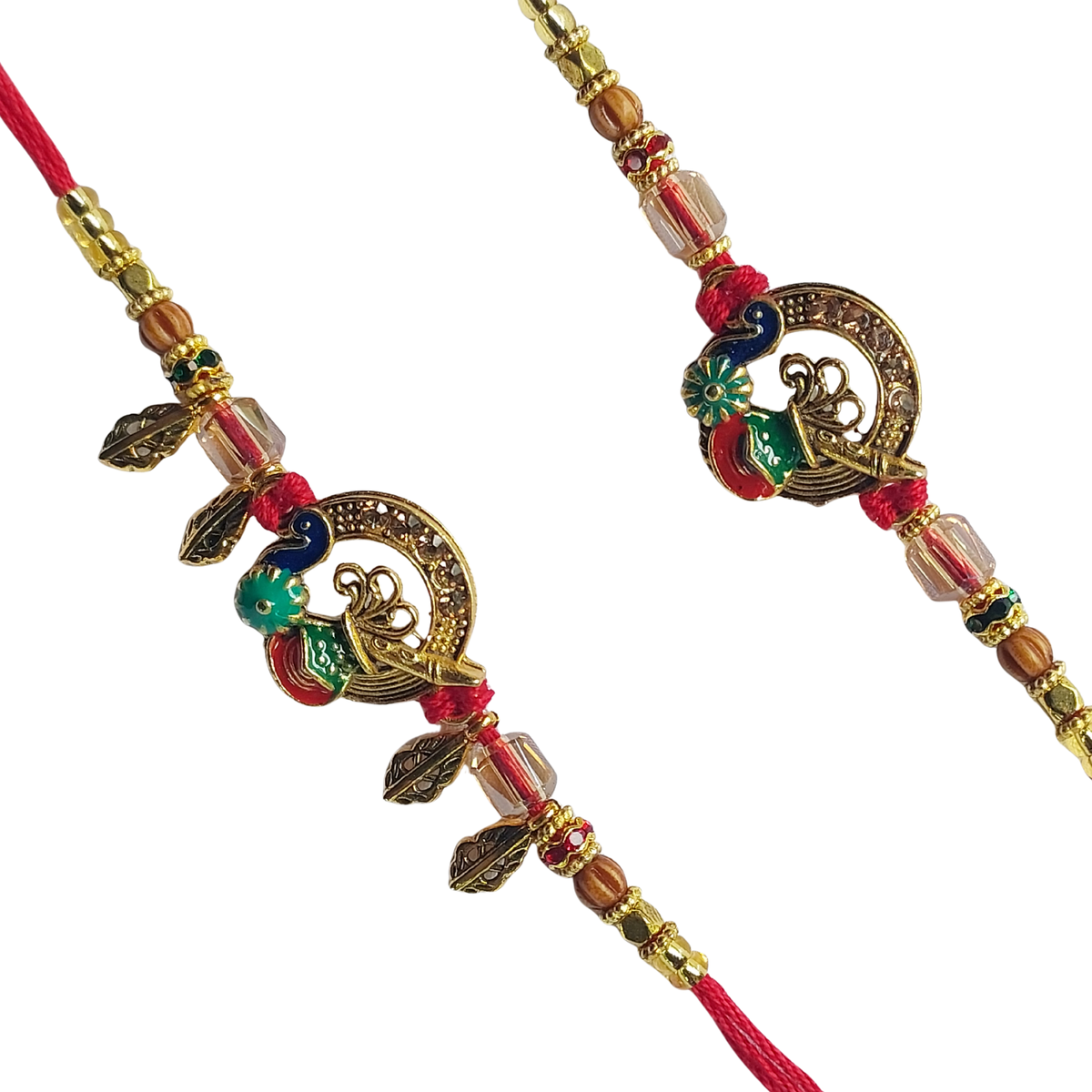 Elegant Round Charm Bhai Bhabhi Rakhi Set