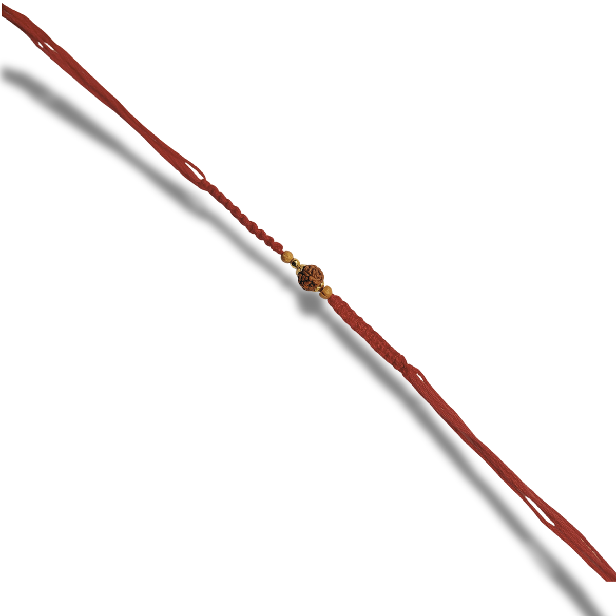Red Beaded Bhai Rakhi with Gold-Tone Accent