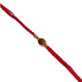 Red Beaded Bhai Rakhi with Gold-Tone Accent
