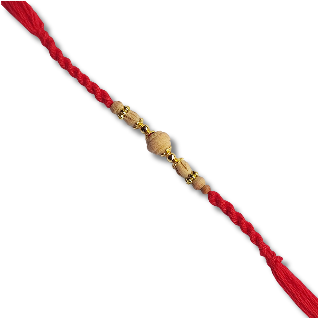 Classic Beaded Bhai Rakhi with Golden Centerpiece