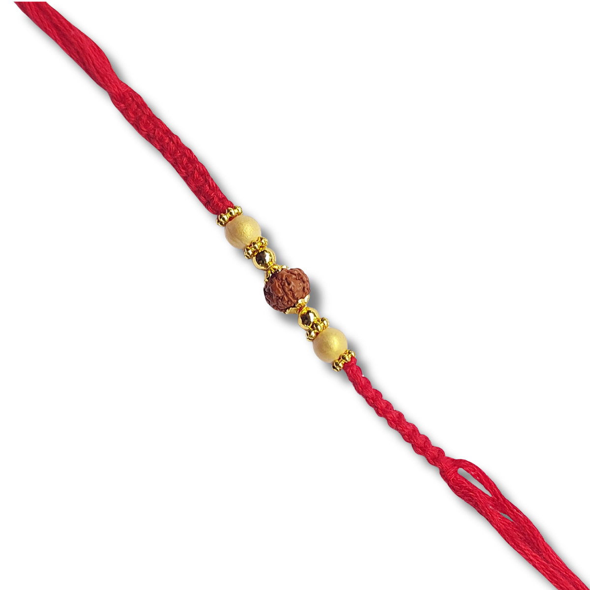 Red and Gold Designer Bhai Rakhi with Beadwork