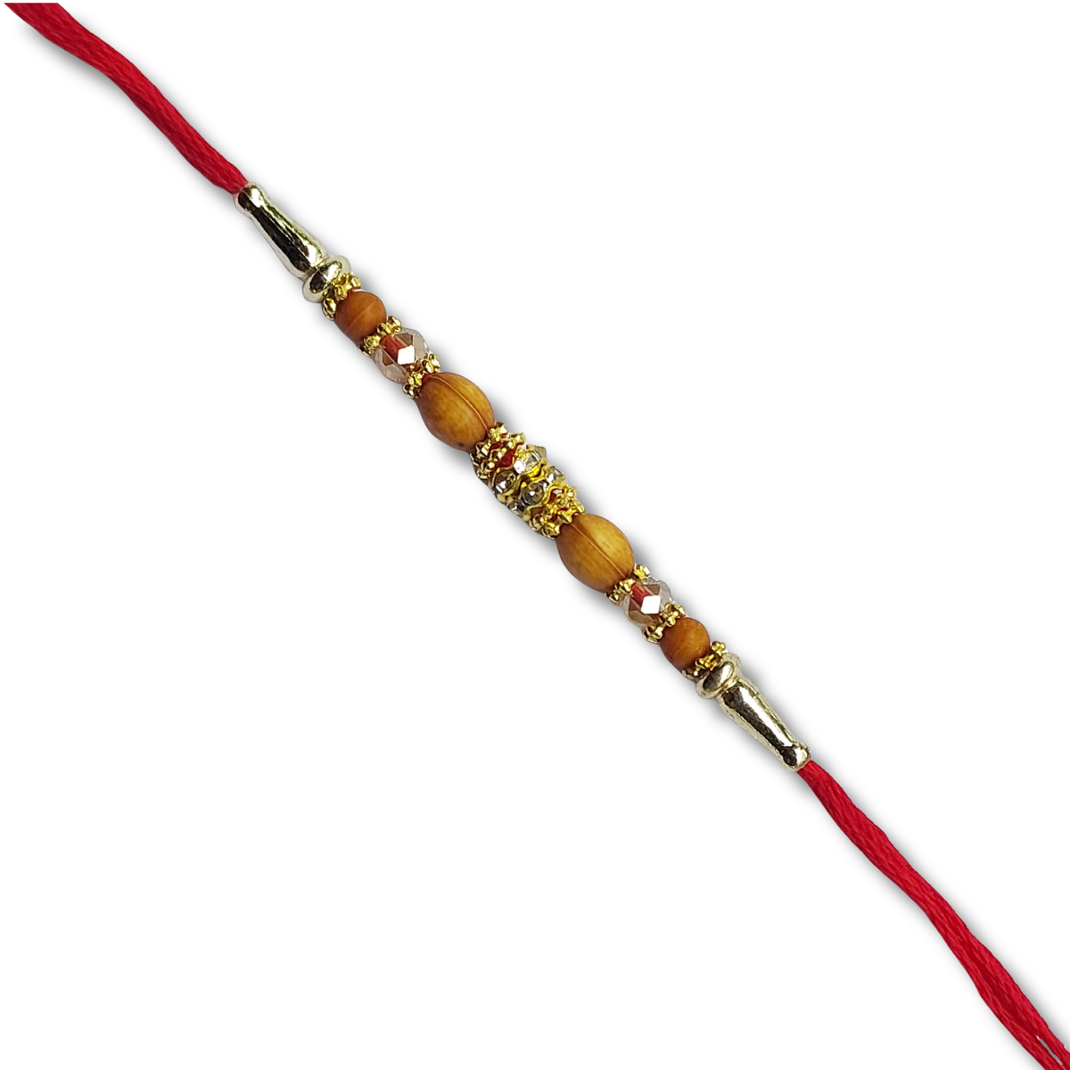 Elegant Red Bhai Rakhi with Layered Bead Detail