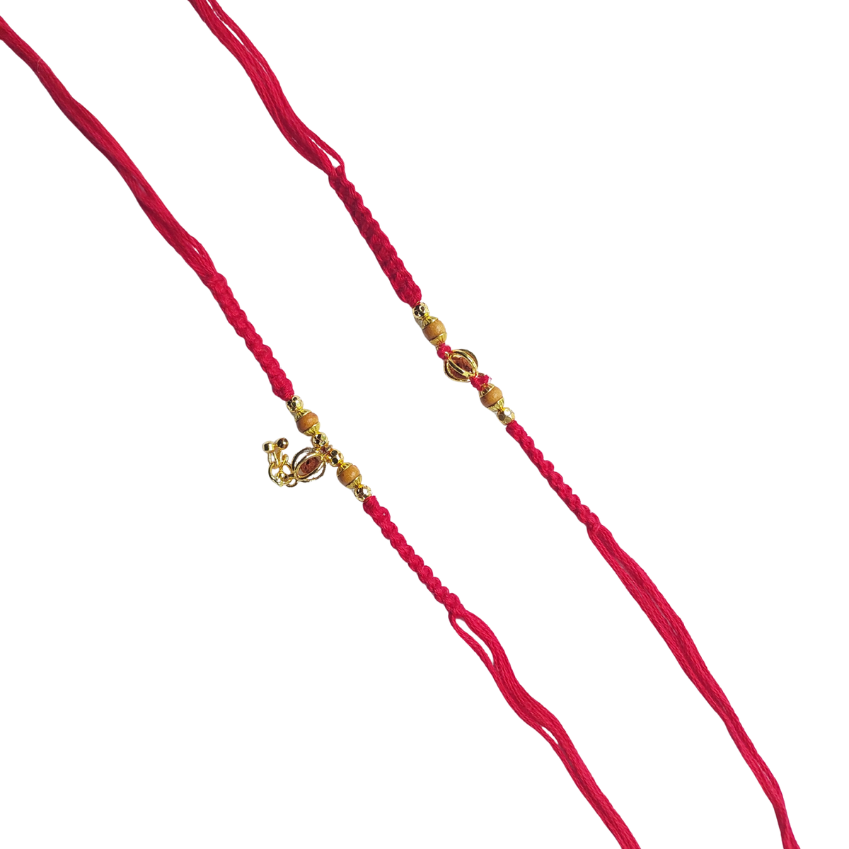 Elegant Gold Charm Bhai Bhabhi Rakhi Set