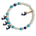 Blue Pearl Lumba Rakhi Set with Elephant Charms