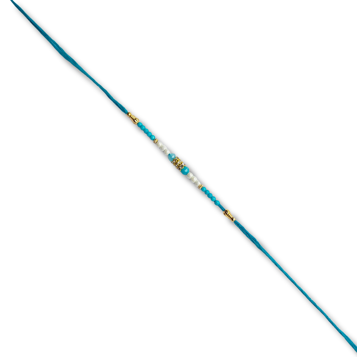 Blue Beaded Bhai Rakhi with Colorful Accents