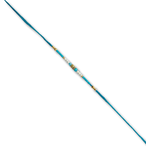 Blue Beaded Bhai Rakhi with Colorful Accents