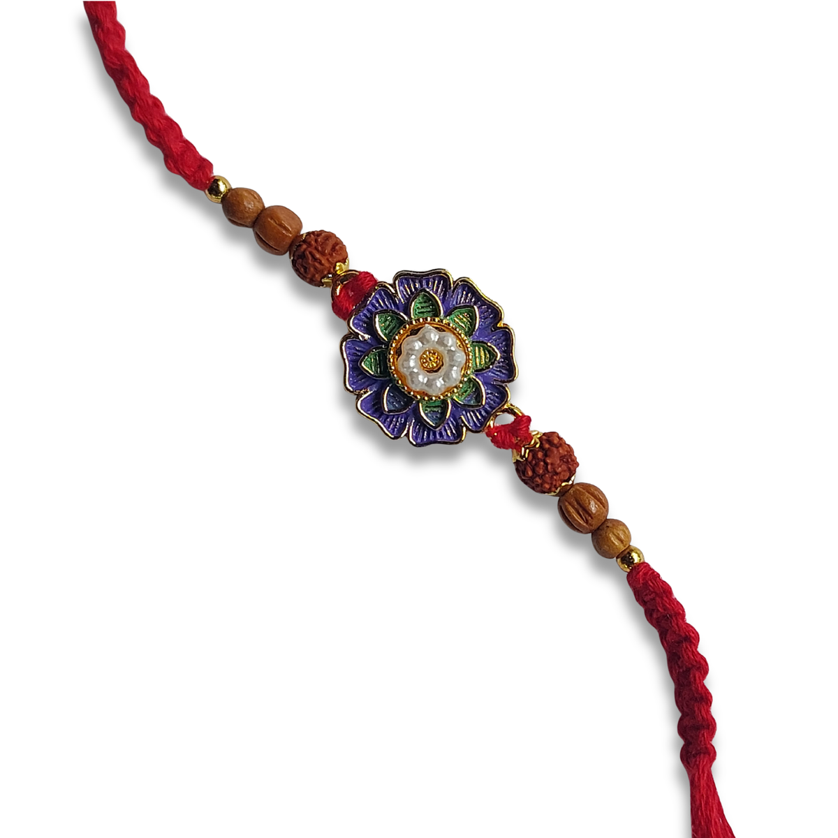 Multicolor Floral Bhai Bhabhi Rakhi Set with Pearl-Style Beads