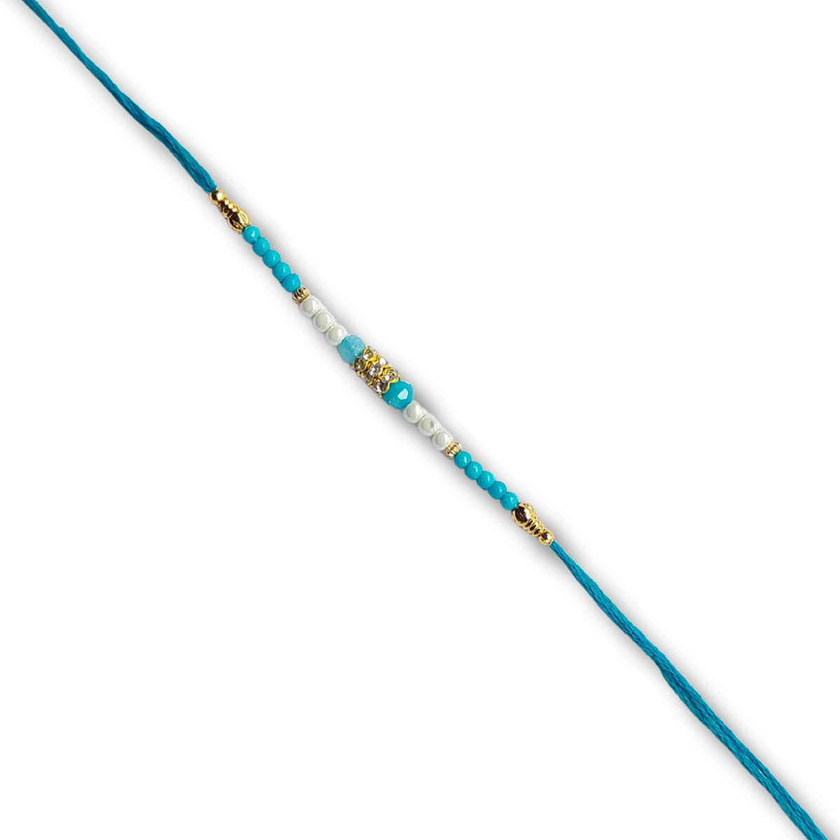 Blue Beaded Bhai Rakhi with Colorful Accents