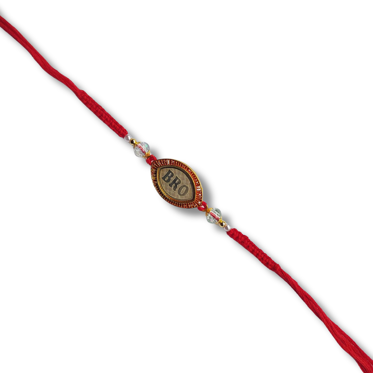 Classic Red Bhai Rakhi with Antique-Style Round Charm