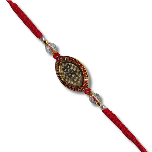 Classic Red Bhai Rakhi with Antique-Style Round Charm
