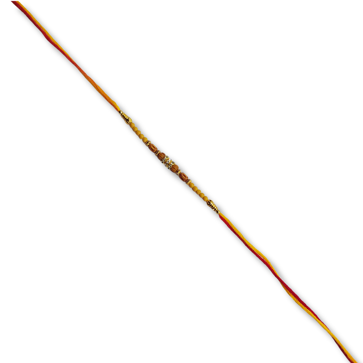 Simple Yellow Thread Bhai Rakhi with Fine Bead Detail
