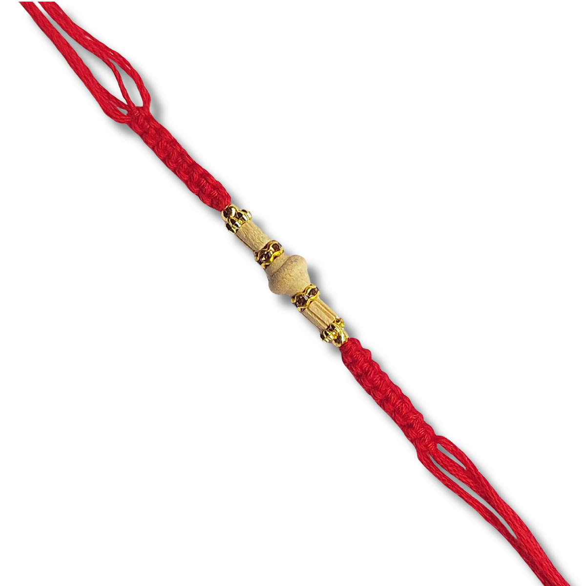 Red Double-Thread Bhai Rakhi with Beadwork