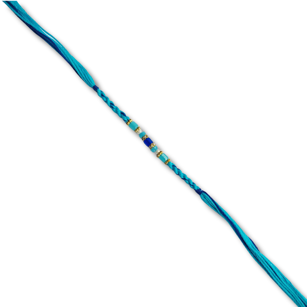 Blue Beaded Designer Bhai Rakhi