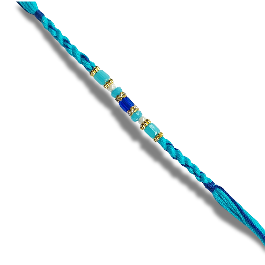 Blue Beaded Designer Bhai Rakhi