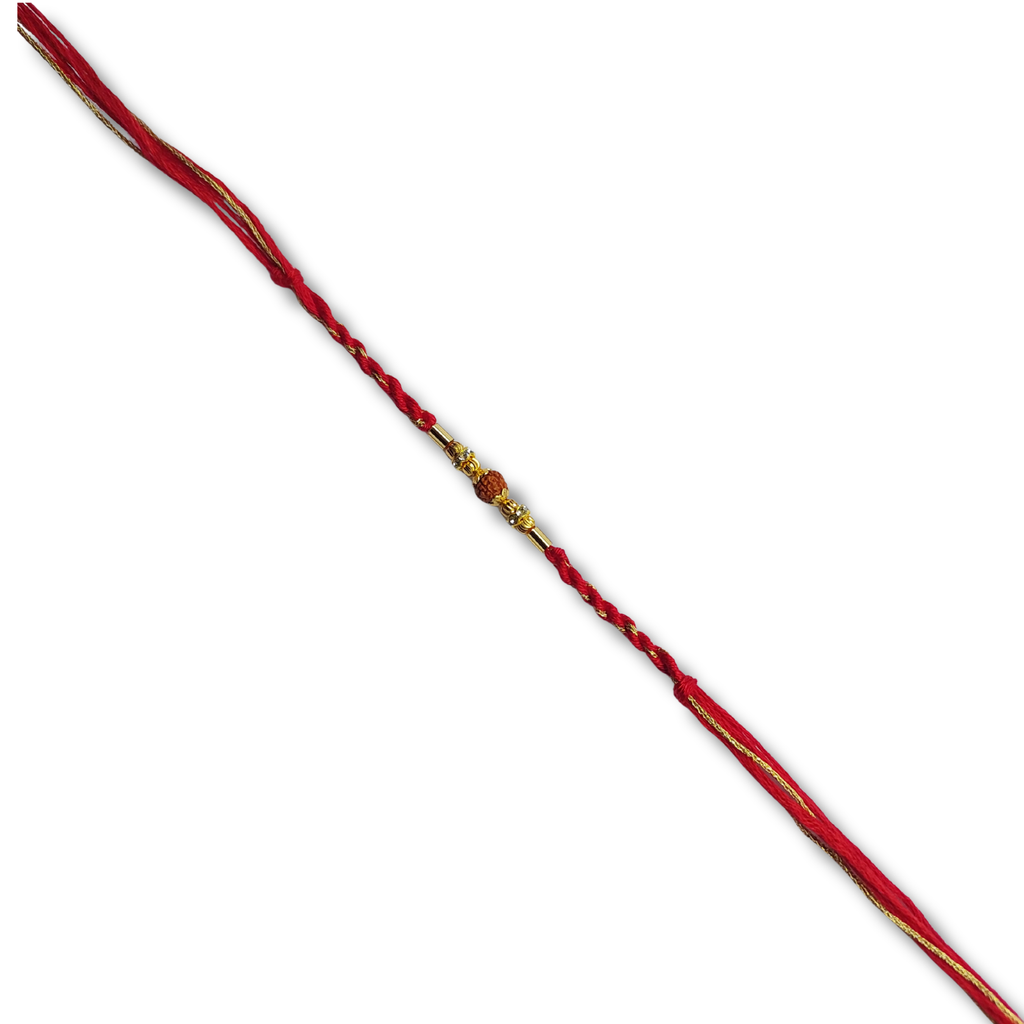 Red and Gold Beaded Bhai Rakhi