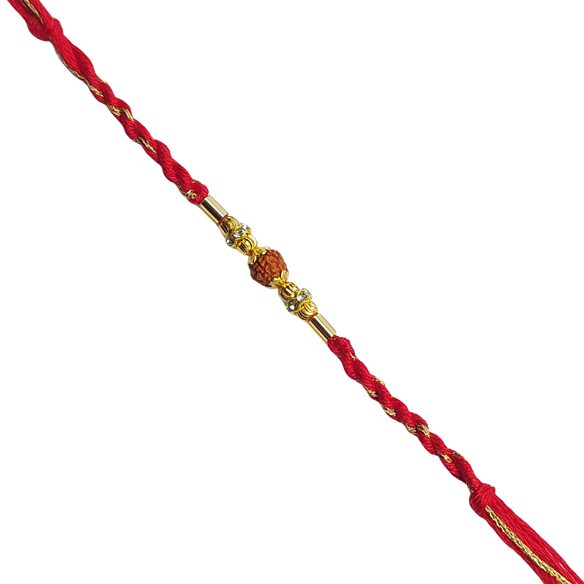 Red and Gold Beaded Bhai Rakhi