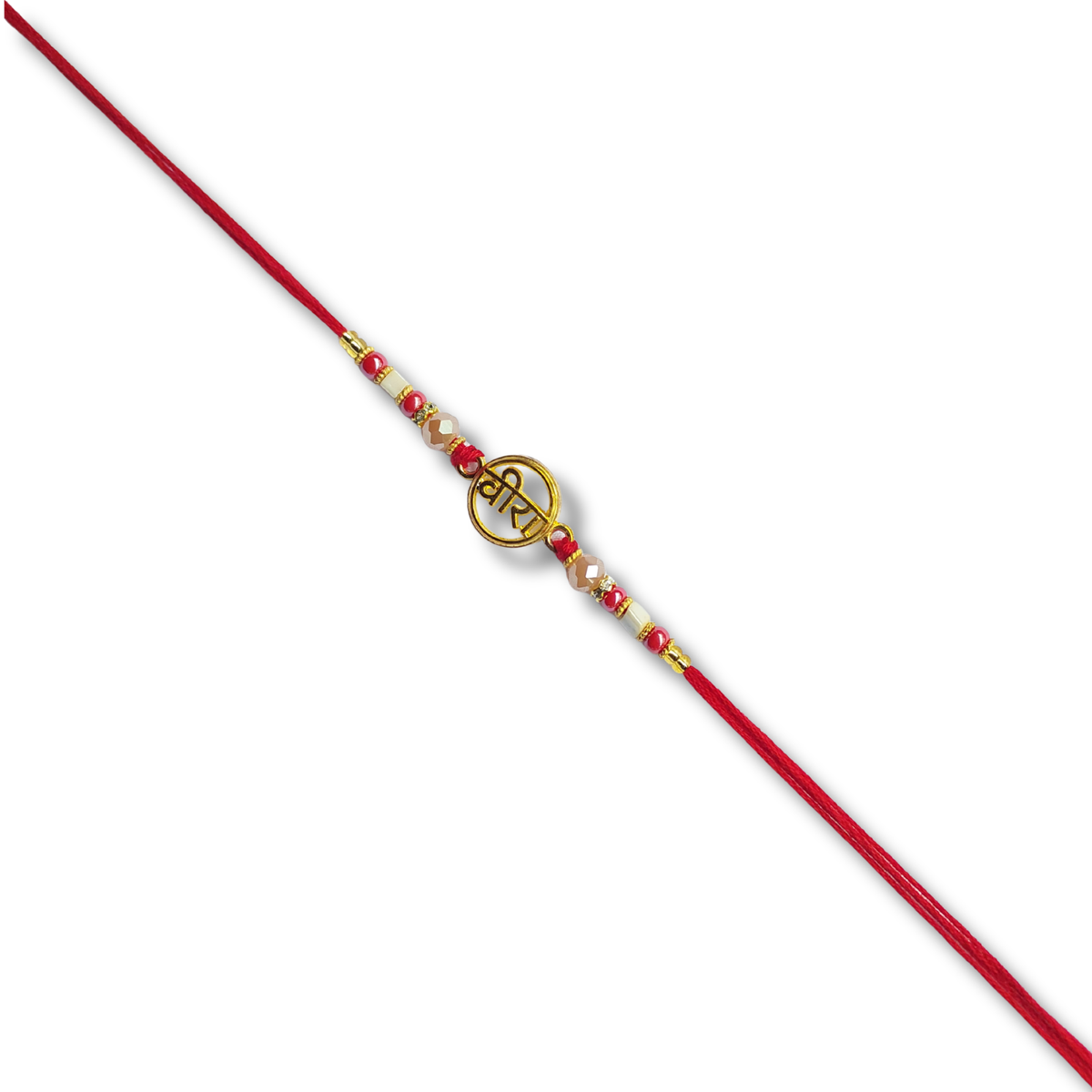 Premium Red and Gold Bhai Rakhi with Ornate Center