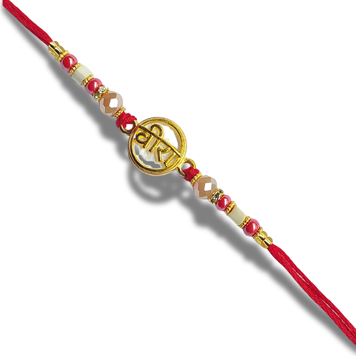 Premium Red and Gold Bhai Rakhi with Ornate Center