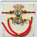Premium Peacock Bhai Bhabhi Rakhi Set with Red Threads