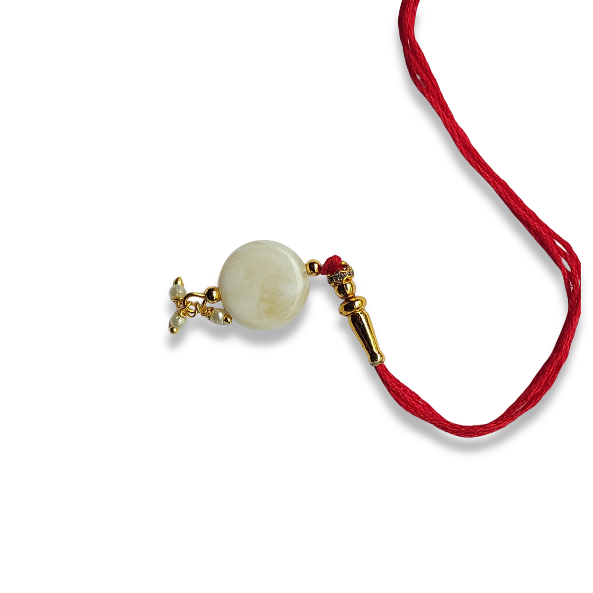 Classic Pearl Bhabhi Lumba Rakhi with Red Thread