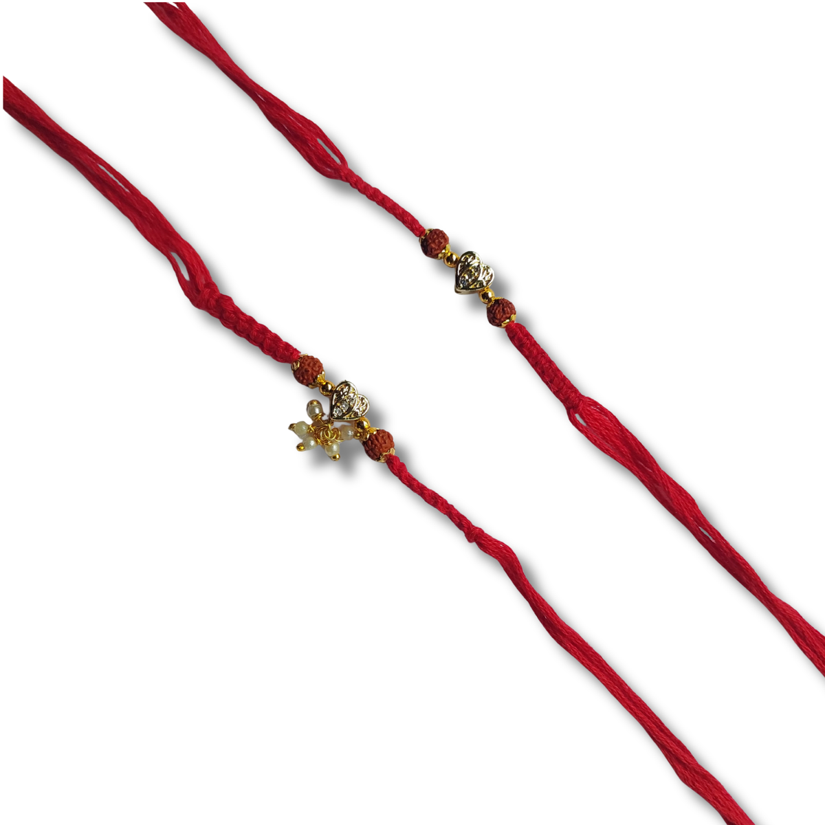 Elegant Floral Charm Bhai Bhabhi Rakhi Set