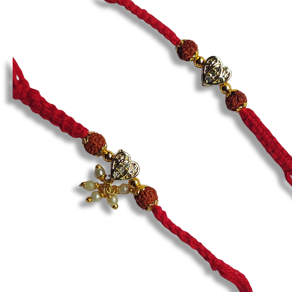 Elegant Floral Charm Bhai Bhabhi Rakhi Set