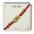Classic Red Bhai Rakhi with Golden Bead Detailing