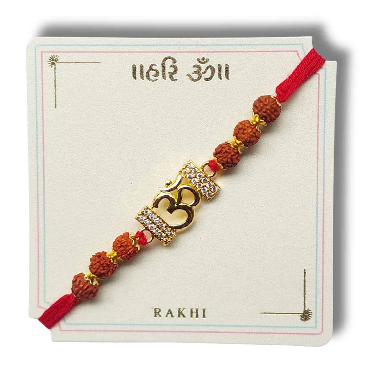 Classic Red Bhai Rakhi with Golden Bead Detailing