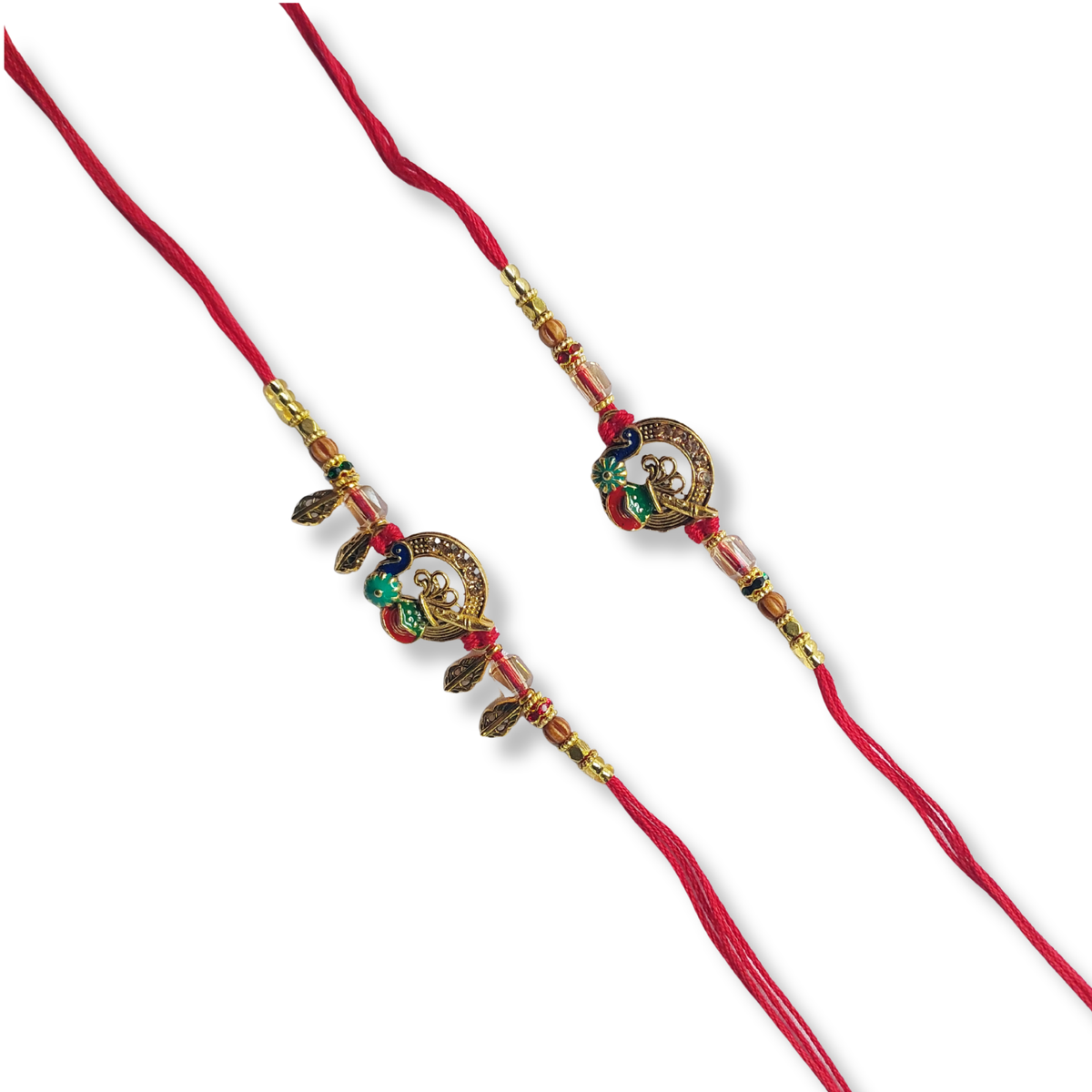 Elegant Round Charm Bhai Bhabhi Rakhi Set