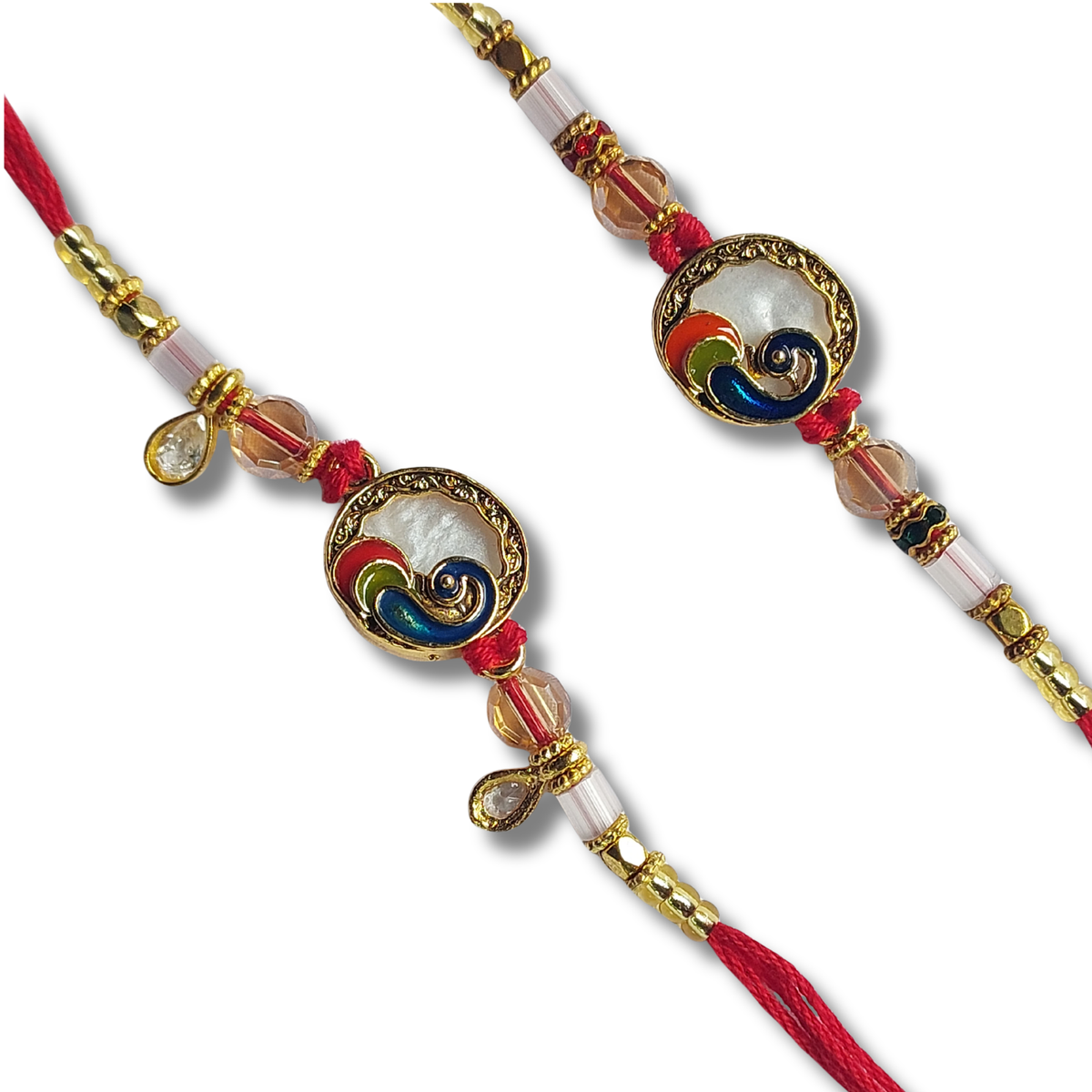 Premium Bhai Bhabhi Rakhi Set with Multicolor Designer Motif