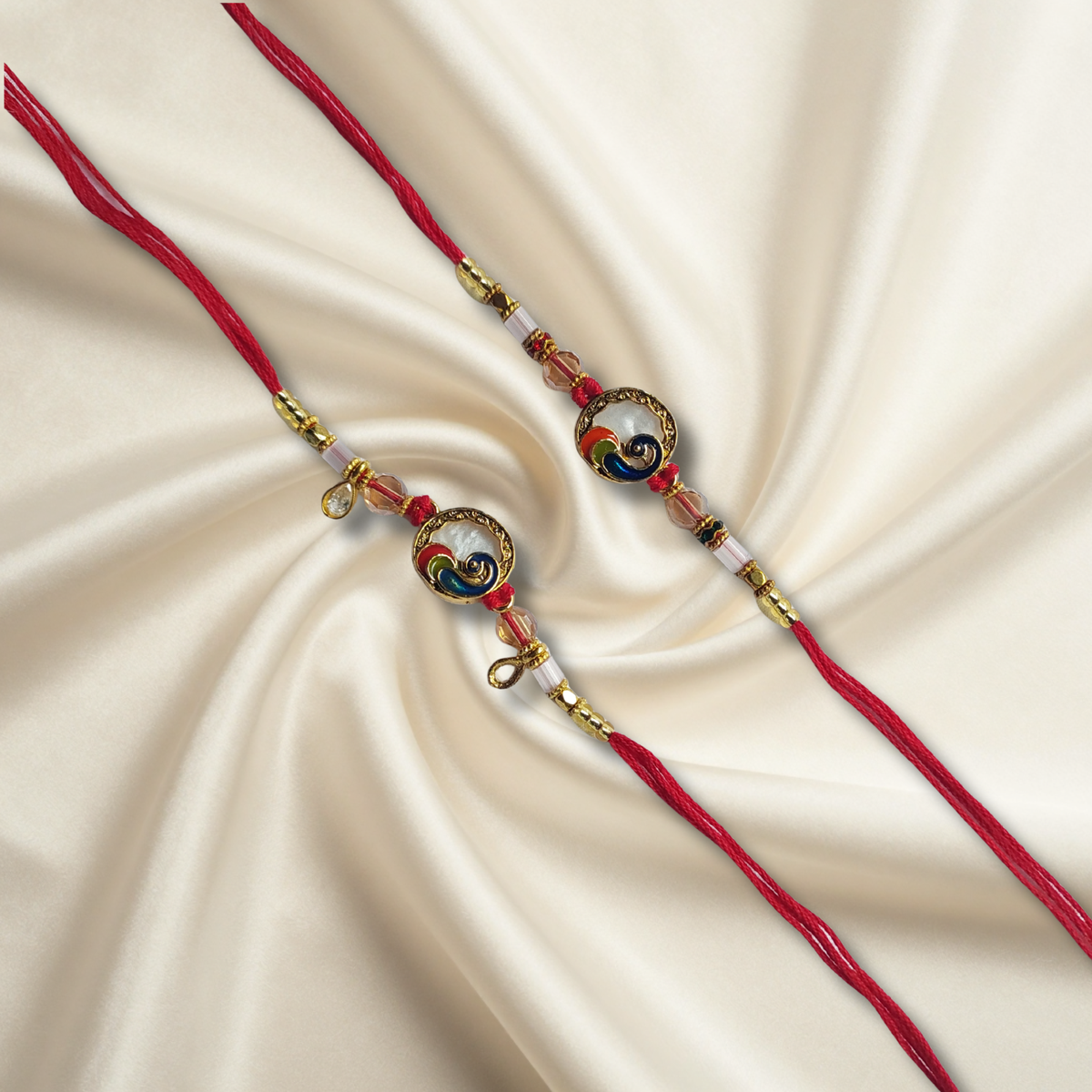 Premium Bhai Bhabhi Rakhi Set with Multicolor Designer Motif