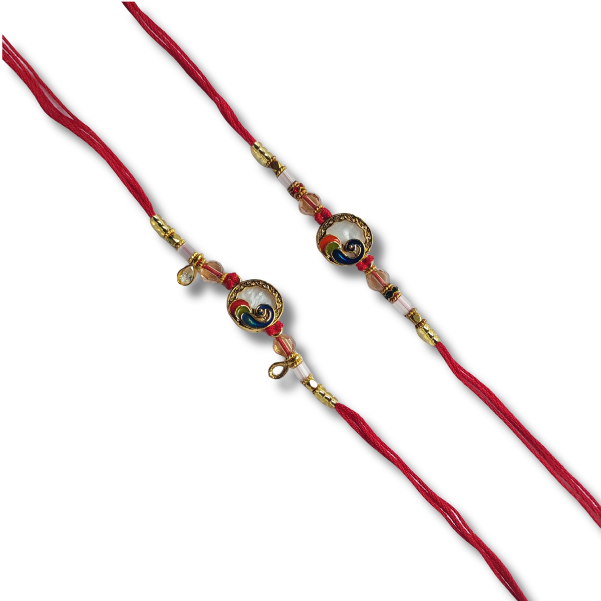 Premium Bhai Bhabhi Rakhi Set with Multicolor Designer Motif