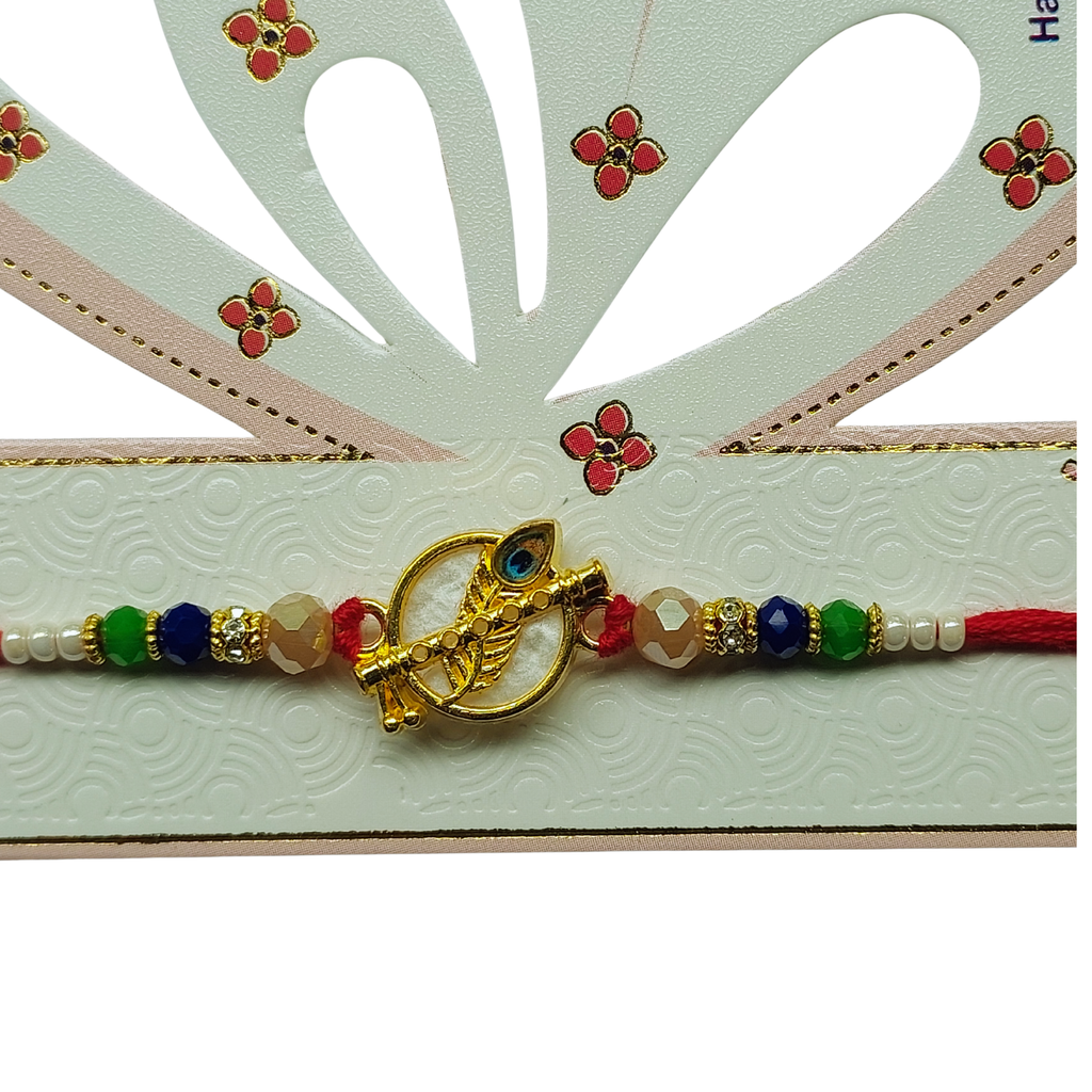 Premium Multicolor Beaded Bhai Rakhi with Designer Centerpiece